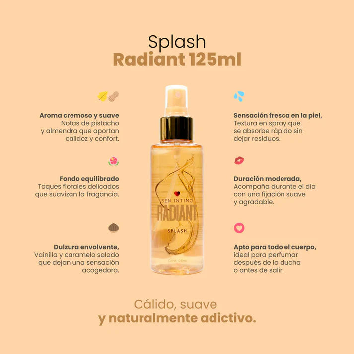 BODY SPLASH CON FEROMONAS RADIANT CON NOTAS DE PISTACHO 125ML Feromonalimbik